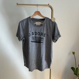 SOL Angeles X Anthropologie Gray Black J'adore Coffee Pullover T-Shirt Size Med